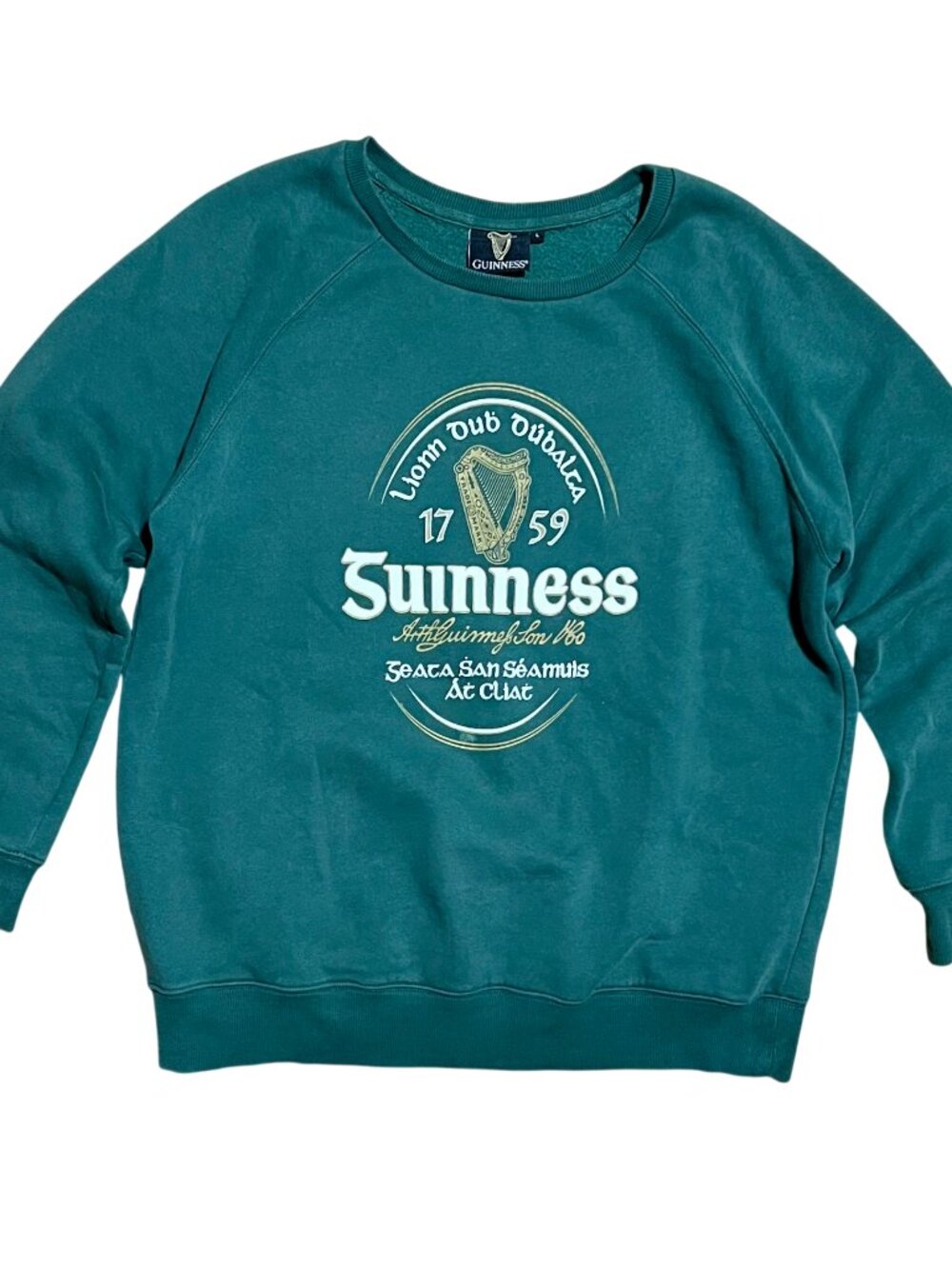 Guinness Irish Pub Beer Y2K Vintage Green Crewneck Sweatshirt, Men's Large